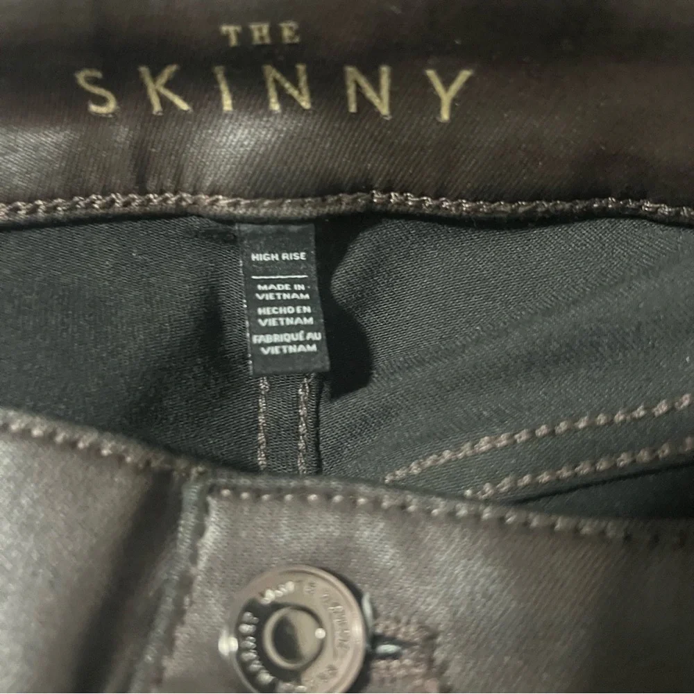 White House Black Market The Skinny High-Rise Coated Skinny Jean Sz 8 Chocolate